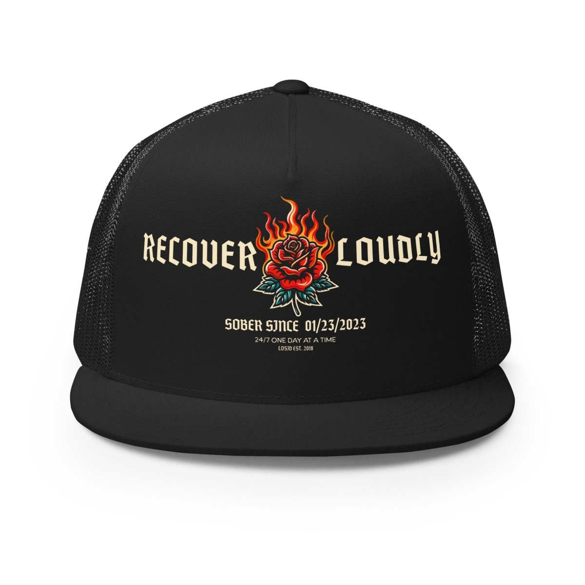 Recover Loudly Trucker Cap w/ Personalized Sobriety Date