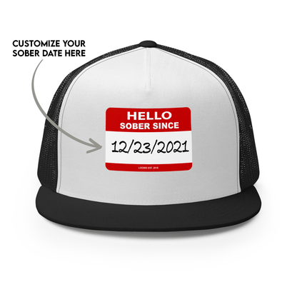 Women's Hello Sober Since Trucker Cap w/ Personalized Sobriety Date