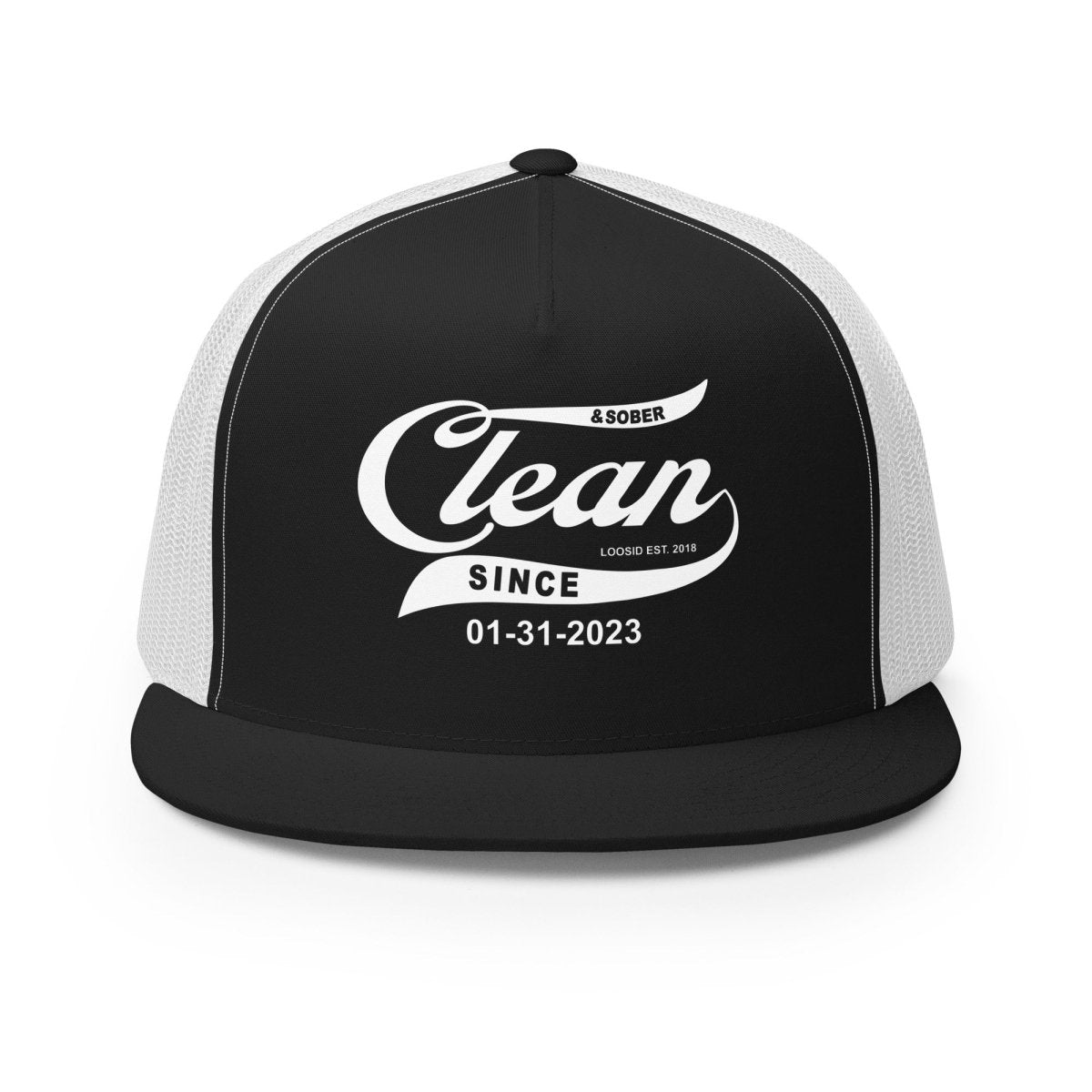 Clean Since Unisex Trucker Hat w/ Personalized Sobriety Date  