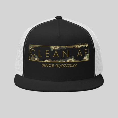 Camo Clean AF Trucker Hat with Custom Recovery Date | Sober Hat