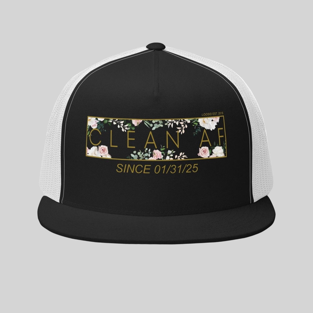 Women's Clean AF Floral Trucker w/ Custom Date | Sober Hat