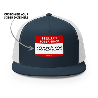 Women's Hello Sober Since Trucker Cap w/ Personalized Sobriety Date
