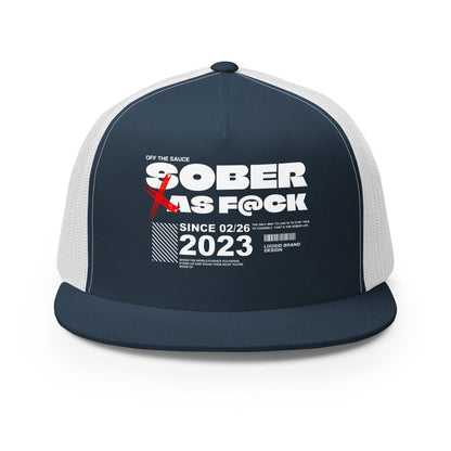 Trucker-style sober hat featuring personalized sobriety date