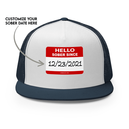 Women's Hello Sober Since Trucker Cap w/ Personalized Sobriety Date