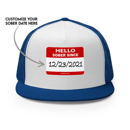 Women's Hello Sober Since Trucker Cap w/ Personalized Sobriety Date