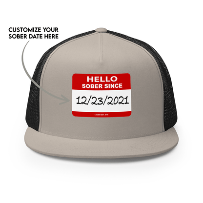 Women's Hello Sober Since Trucker Cap w/ Personalized Sobriety Date