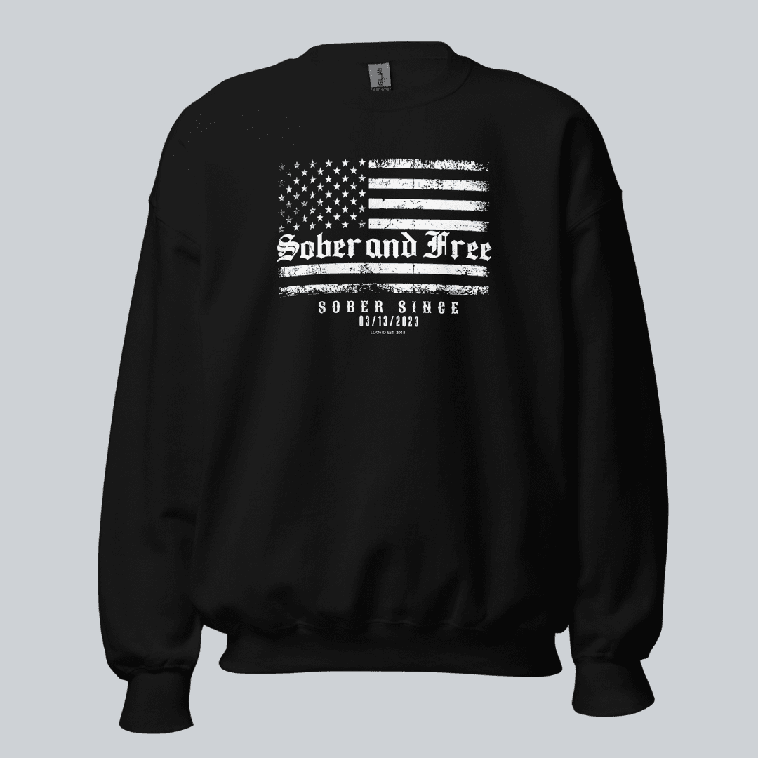 Sober and Free Sobriety Sweatshirt | Custom Recovery Date