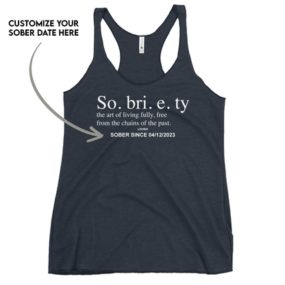 Sobriety Definition Women's Racerback Tank w/Personalize Sober Date