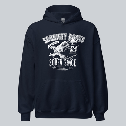 Sobriety Rocks | Men's Sober Since Hoodie with Custom Sobriety Date
