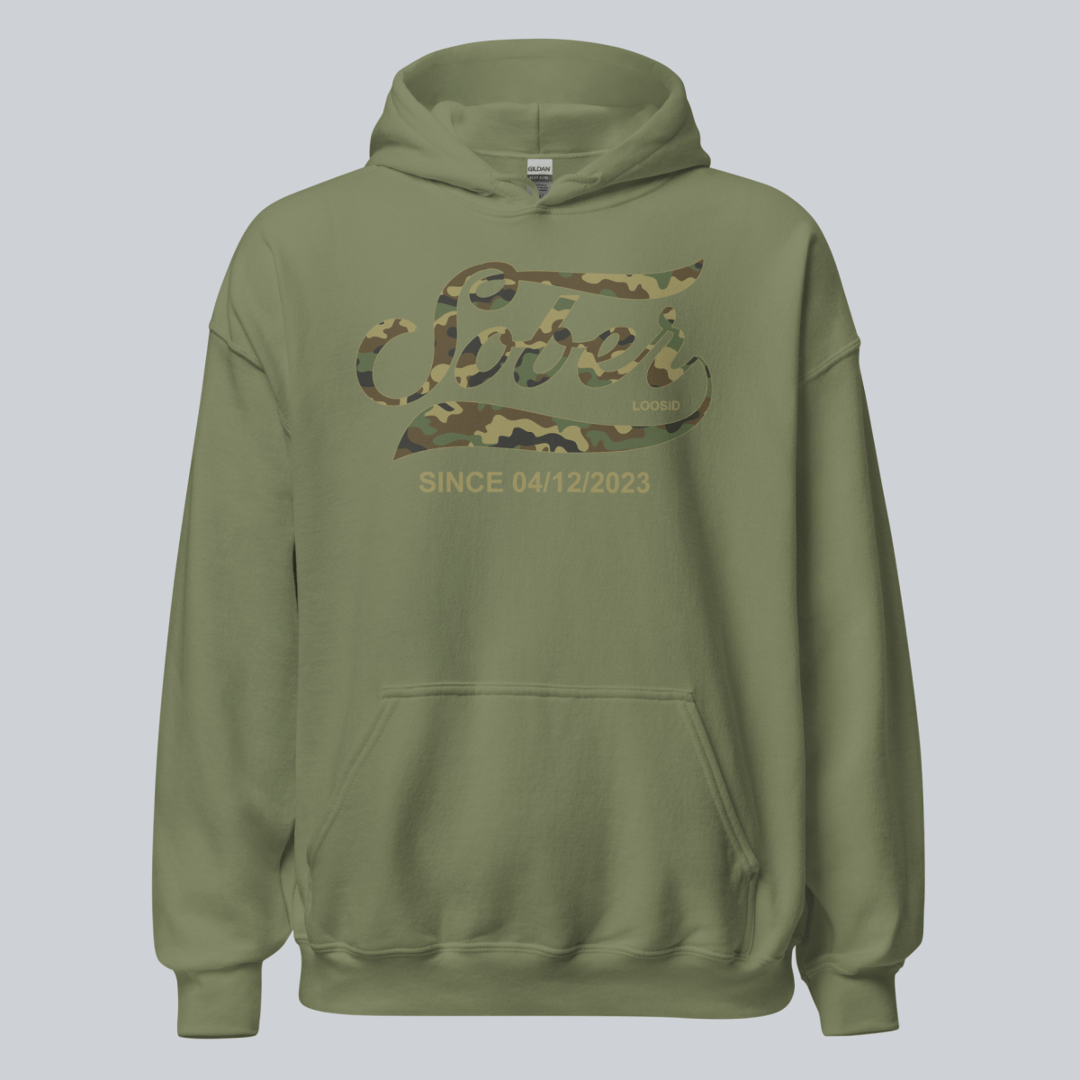 Recovery Hoodie | Sober Since Camo Hoodie with Personalized Date