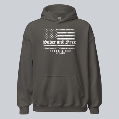 Recovery Hoodie | Sober and Free Custom Sobriety Date Sweatshirt