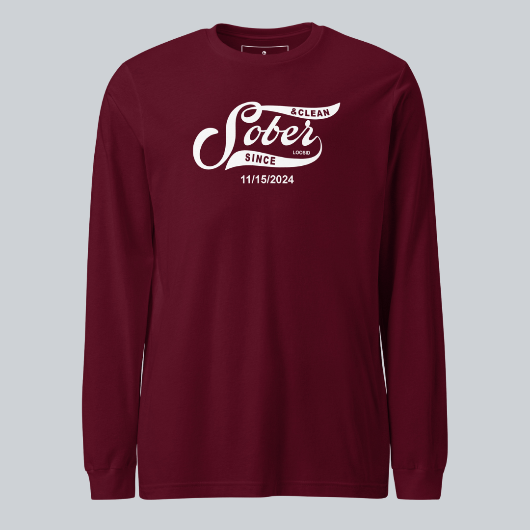 Men's Sober Since Long Sleeve T-shirt w/ Custom Sobriety Date