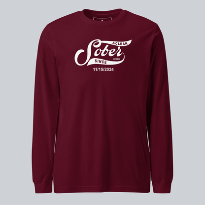 Men's Sober Since Long Sleeve T-shirt w/ Custom Sobriety Date