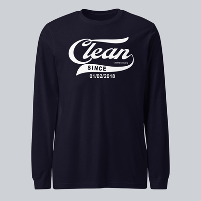 Men's Clean & Sober Long Sleeve T-shirt with Custom Sobriety Date