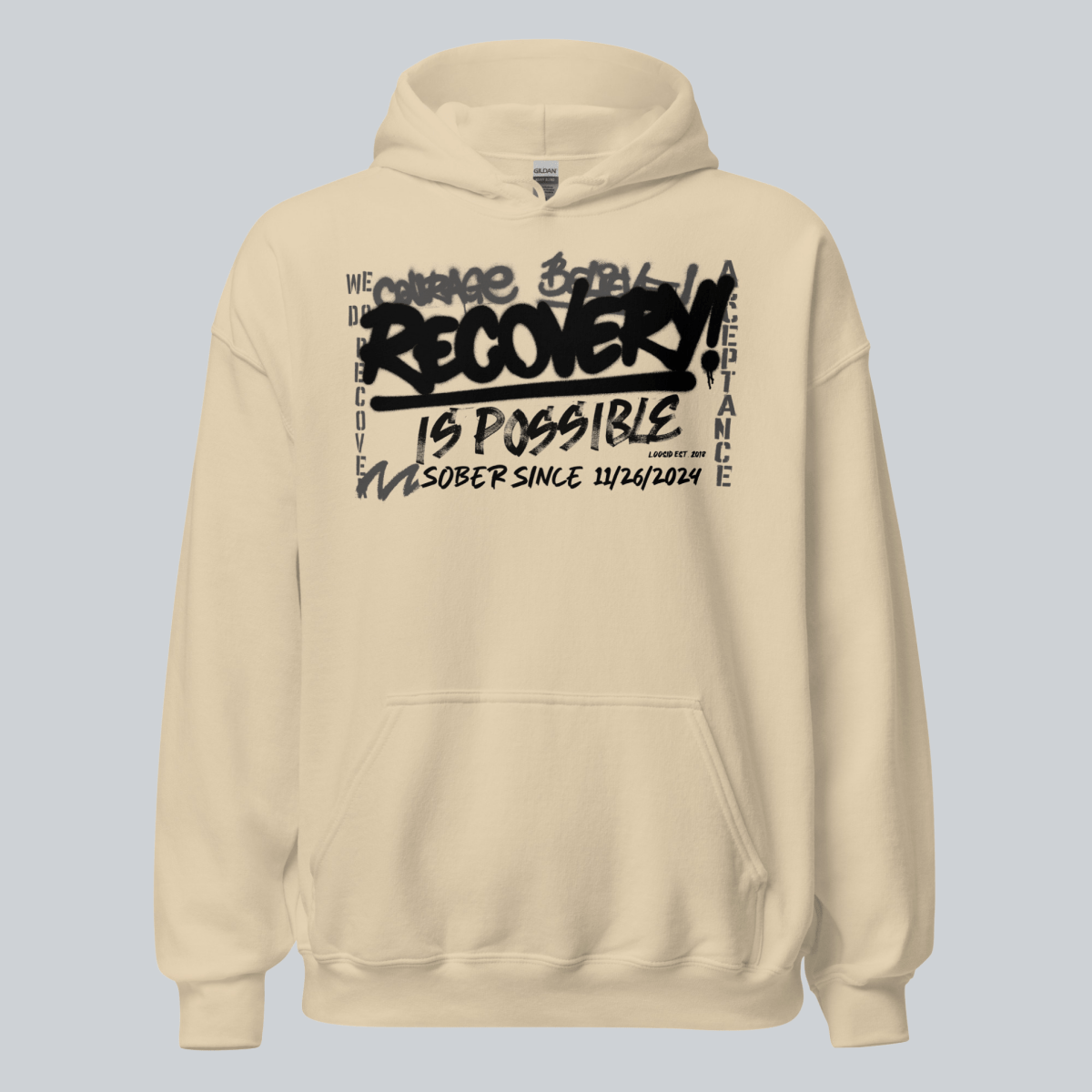 Recovery Hoodie | Men’s Recovery Is Possible Hoodie with Date