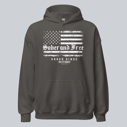 Recovery Hoodie | Sober and Free Custom Sobriety Date Hoodie