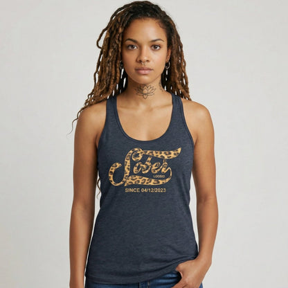 Leopard Sober Since Sober Tank Top flat lay styled image (view 13)