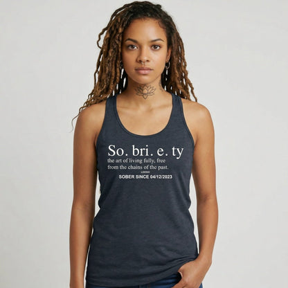 Sobriety Definition Women's Racerback Tank w/Personalize Sober Date