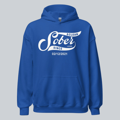 Men Sober Since Hoodie w/ Personalized Sobriety Date