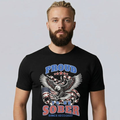 Proud To Be Sober Sober T Shirt close-up view (view 2)