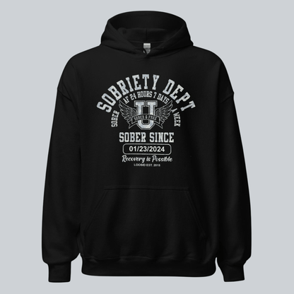 Recovery Hoodie | Sobriety Dept Hoodie with Custom Sobriety Date