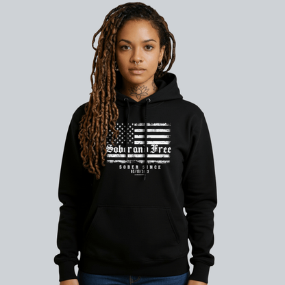 Recovery Hoodie | Sober and Free Custom Sobriety Date Sweatshirt