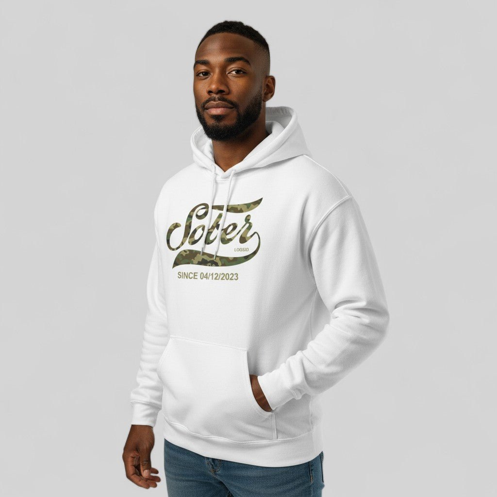 Recovery Hoodie | Sober Since Camo Hoodie with Personalized Date