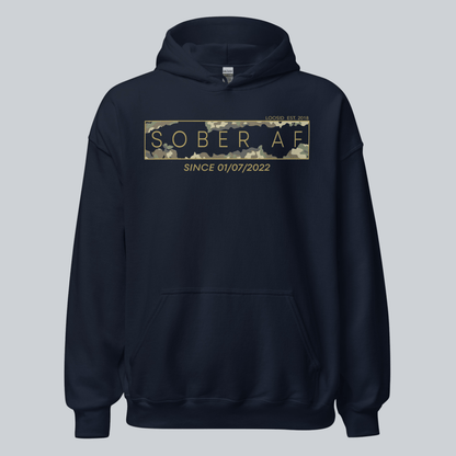 Recovery Hoodie | Men's Sober AF Camo Hoodie with Custom Sober Date