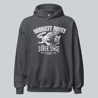 Sobriety Rocks | Men's Sober Since Hoodie with Custom Sobriety Date