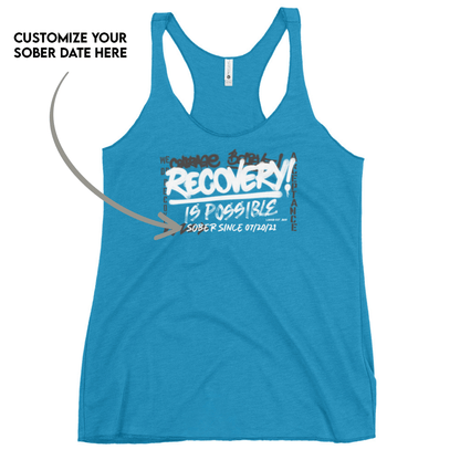 Women’s Recovery Is Possible Racerback Tank w/ Personalized Sobriety Date