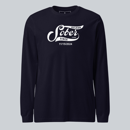 Men's Sober Since Long Sleeve T-shirt w/ Custom Sobriety Date