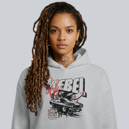 Sober Rebel Custom Sobriety Date Recovery Hoodie lifestyle view (view 15)