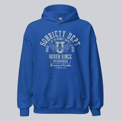 Recovery Hoodie | Sobriety Dept Hoodie with Custom Sobriety Date