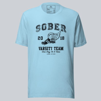 Side view of the Sober Varsity men's cotton tee (view 24)