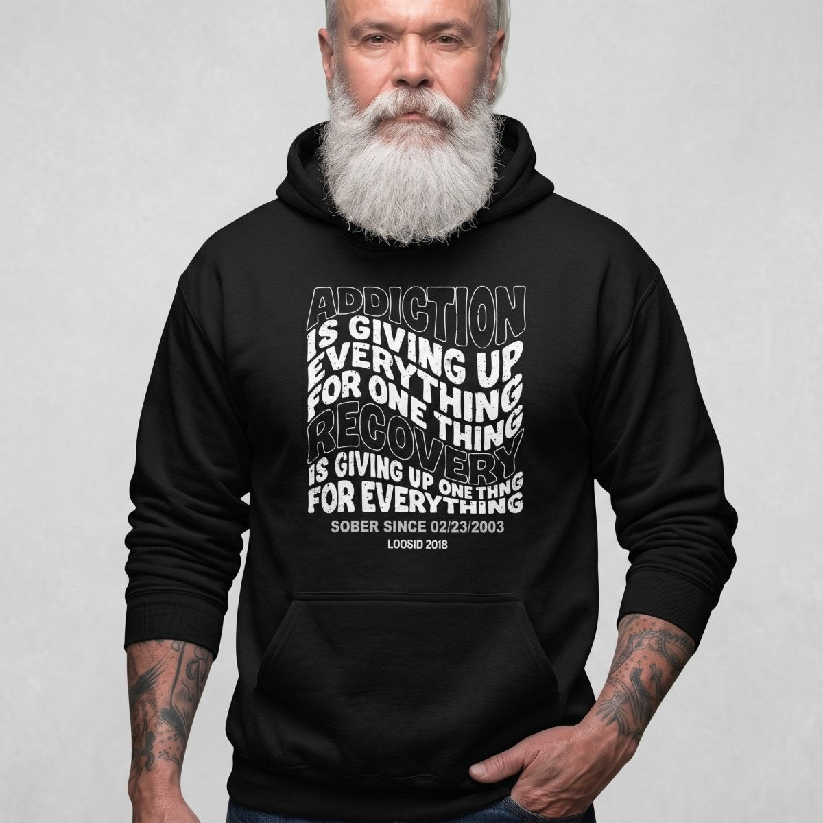 Recovery Hoodie | Men's Addiction is Giving up Hoodie with Personalized Date