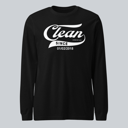 Men's Clean & Sober Long Sleeve T-shirt with Custom Sobriety Date