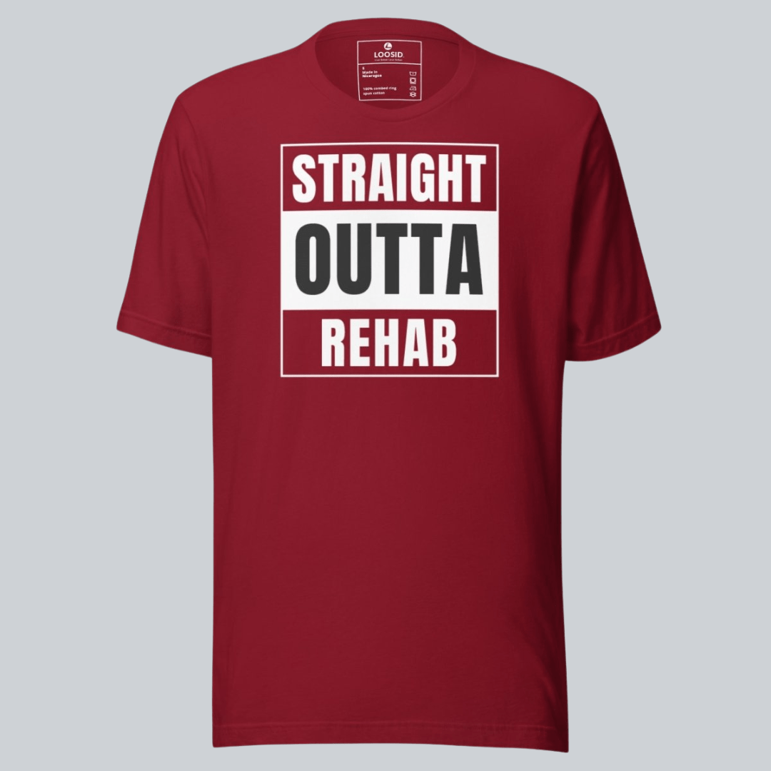Straight Outta Rehab Sober T Shirt fit detail (view 9)