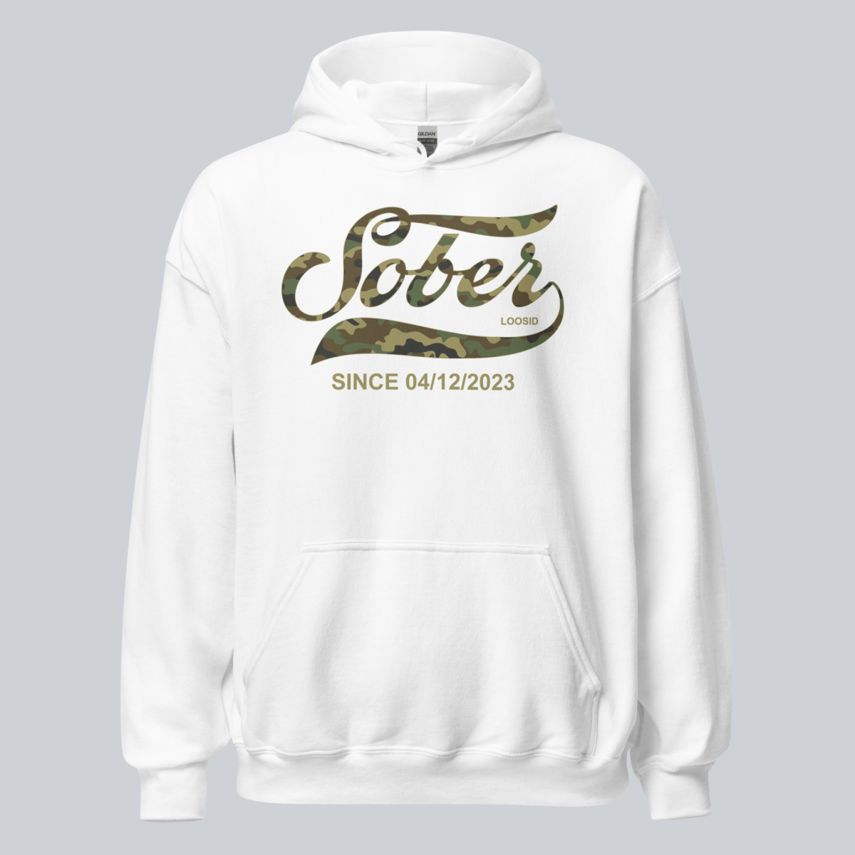 Recovery Hoodie | Sober Since Camo Hoodie with Personalized Date