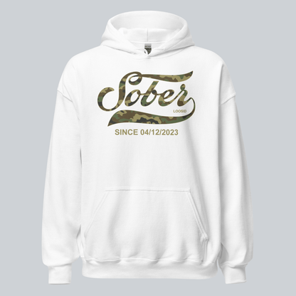 Recovery Hoodie | Sober Since Camo Hoodie with Personalized Date