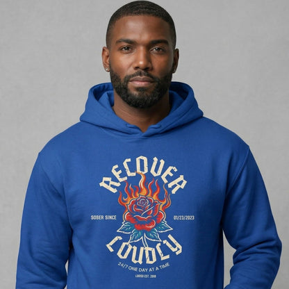 Recovery Hoodie | Recover Loudly Custom Sobriety Date Hoodie