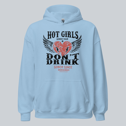 Recovery Hoodie | Hot Girls Custom Sobriety Date Hoodie