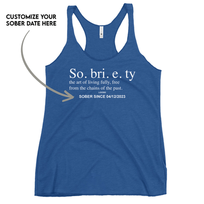 Sobriety Definition Women's Racerback Tank w/Personalize Sober Date