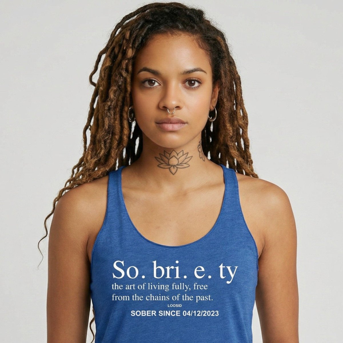 Sobriety Definition Women's Racerback Tank w/Personalize Sober Date