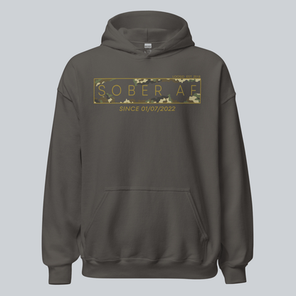 Recovery Hoodie | Men's Sober AF Camo Hoodie with Custom Sober Date