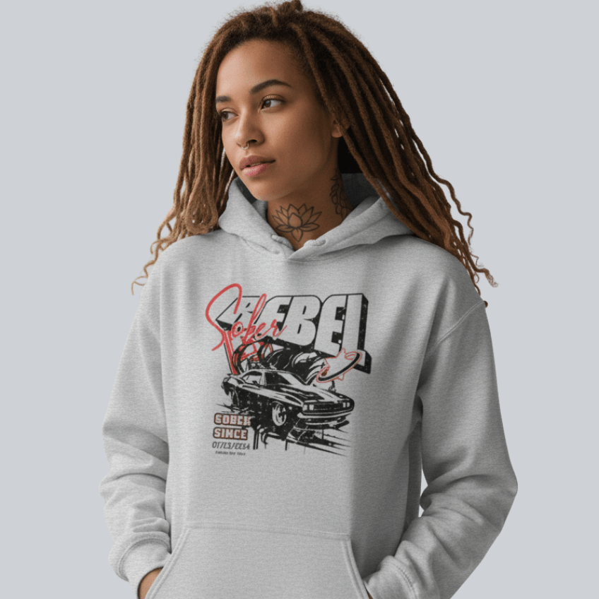 Sober Rebel Custom Sobriety Date Recovery Hoodie side view (view 16)
