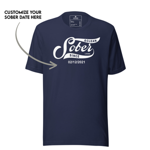 Sobriety t shirt packaging with folded shirt and printed card