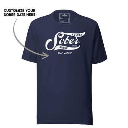 Sobriety t shirt packaging with folded shirt and printed card