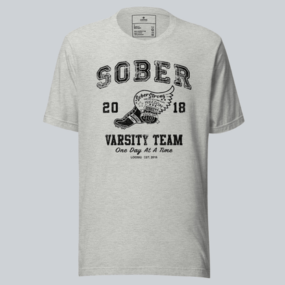 Side view of the Sober Varsity men's cotton tee (view 15)
