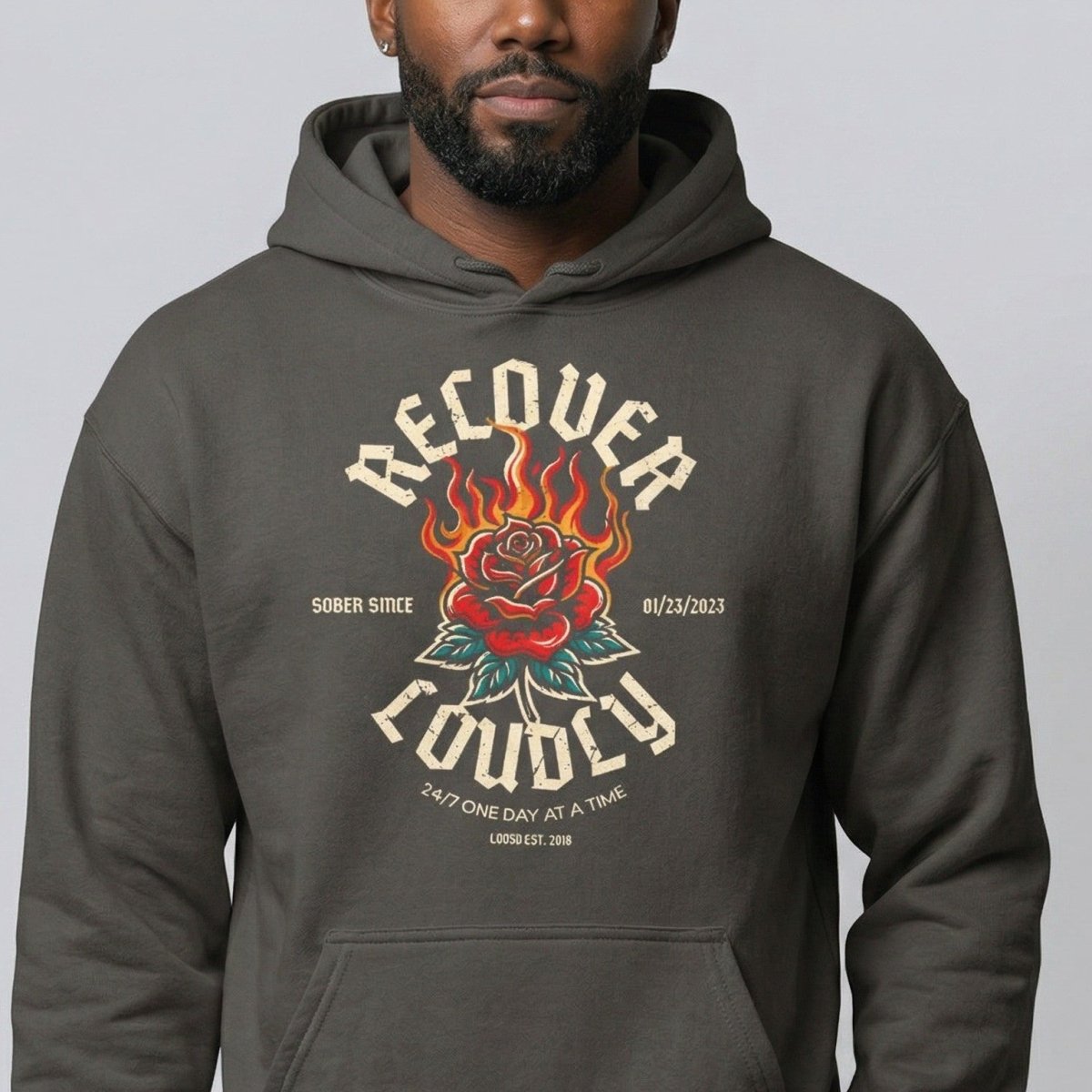 Recovery Hoodie | Recover Loudly Custom Sobriety Date Hoodie