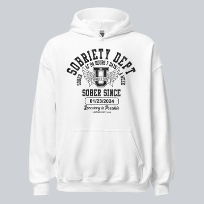 Recovery Hoodie | Sobriety Dept Hoodie with Custom Sobriety Date